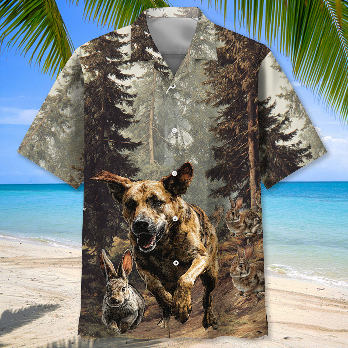 Dog Hunting Rabbit Forest Hawaiian Shirt