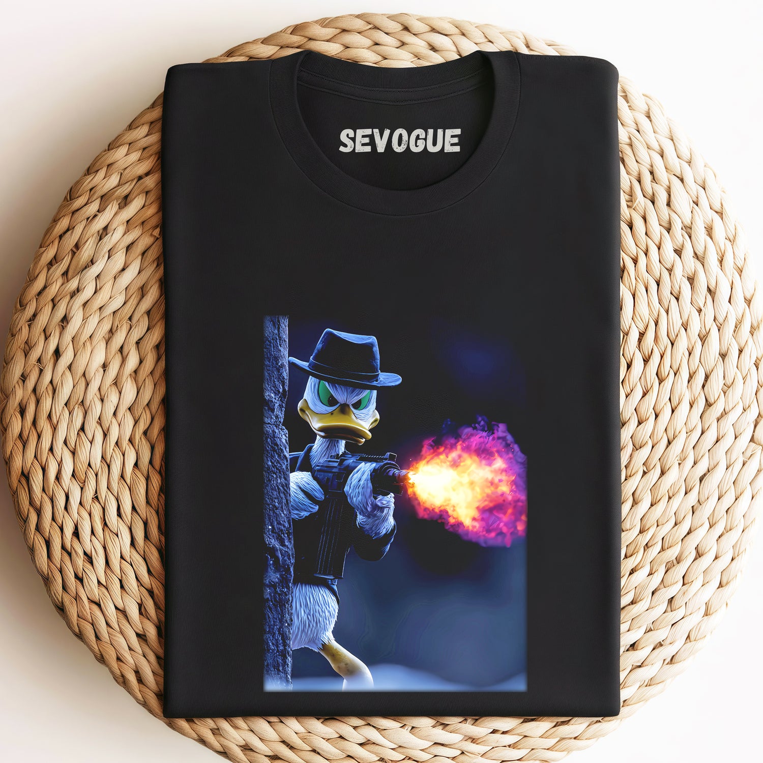 Donald Duck Holding A Flamethrower  Unisex Tee, Sweatshirt & Hoodi