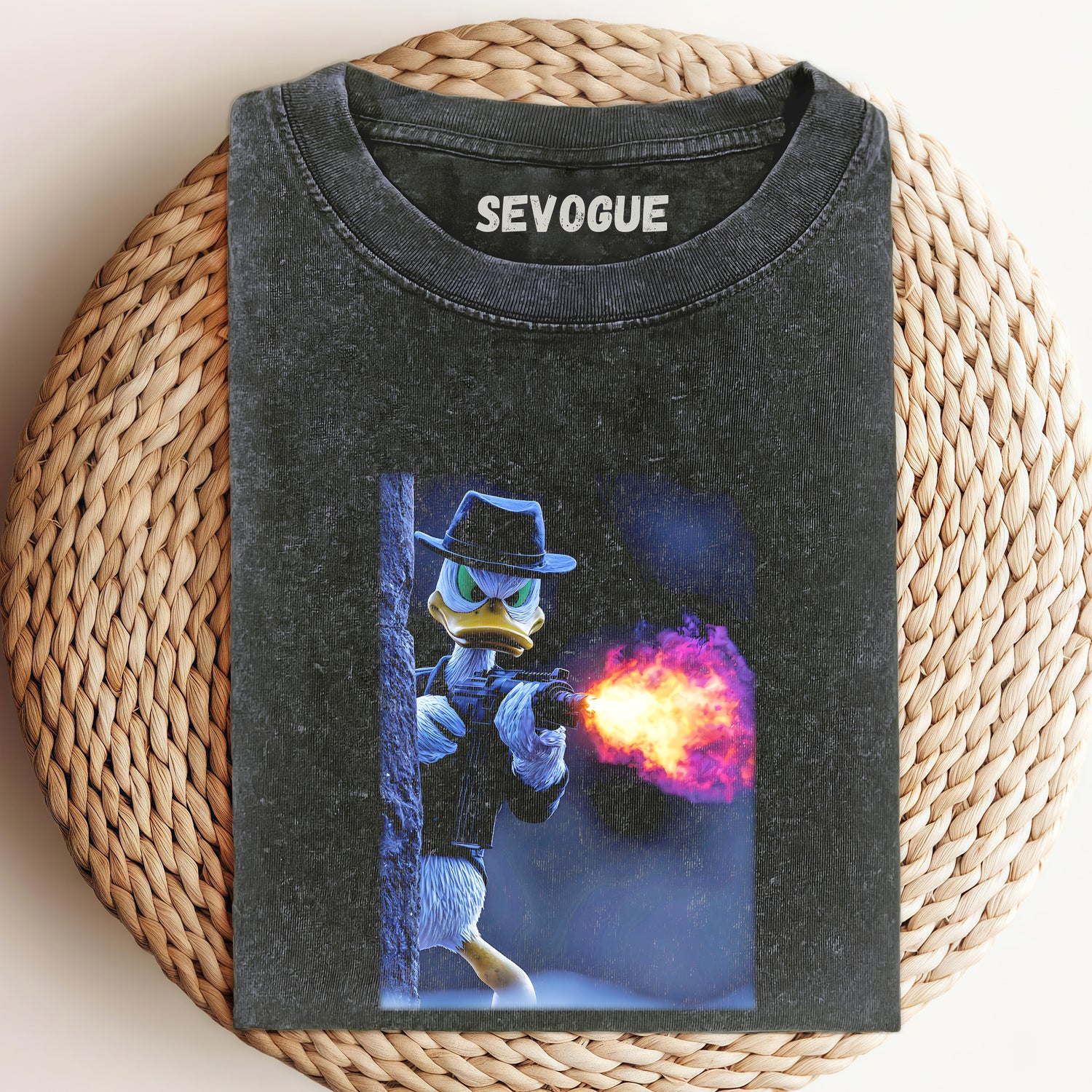 Donald Duck Holding A Flamethrower  Unisex Tee, Sweatshirt & Hoodi
