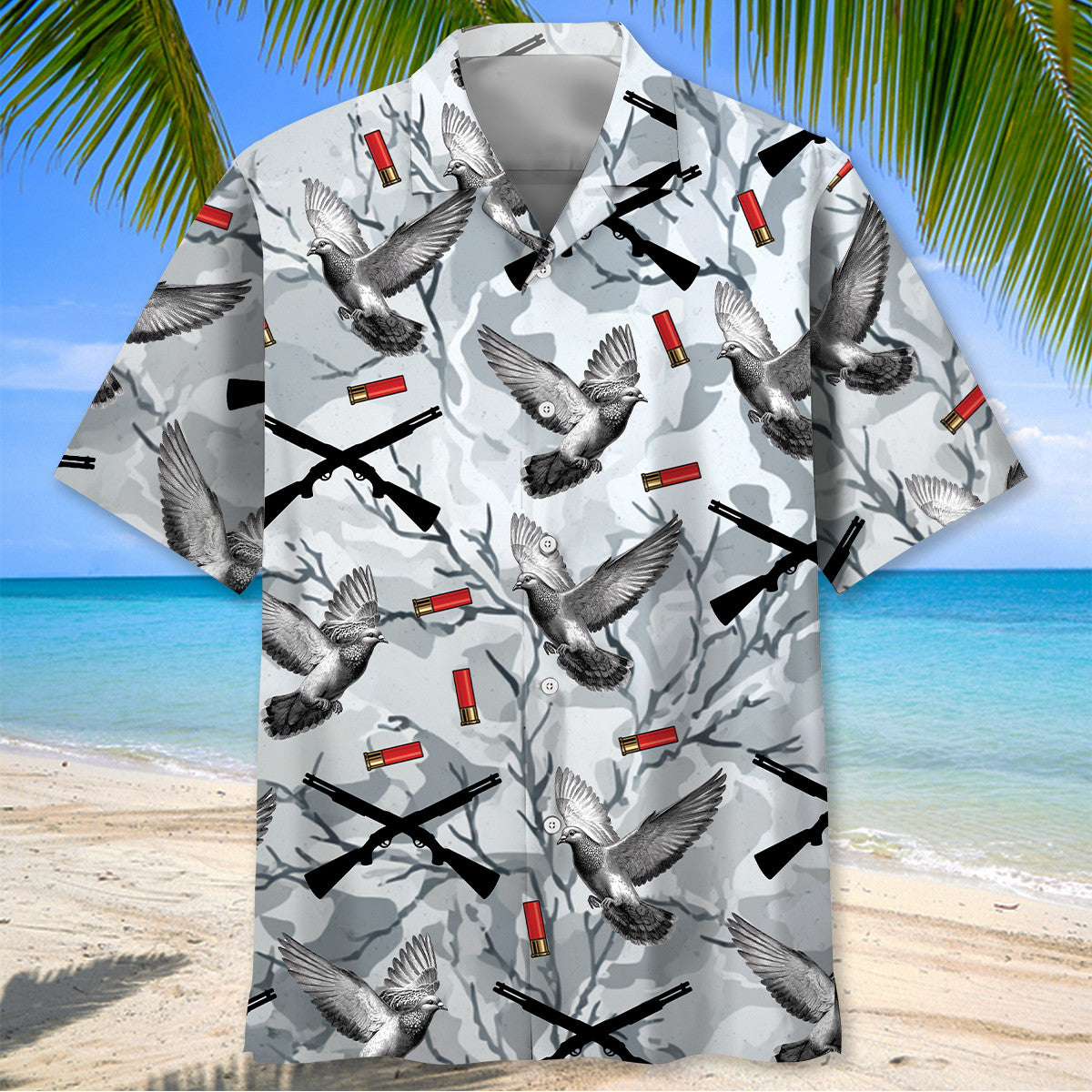 Dove Hunting Gray Hawaiian Shirt