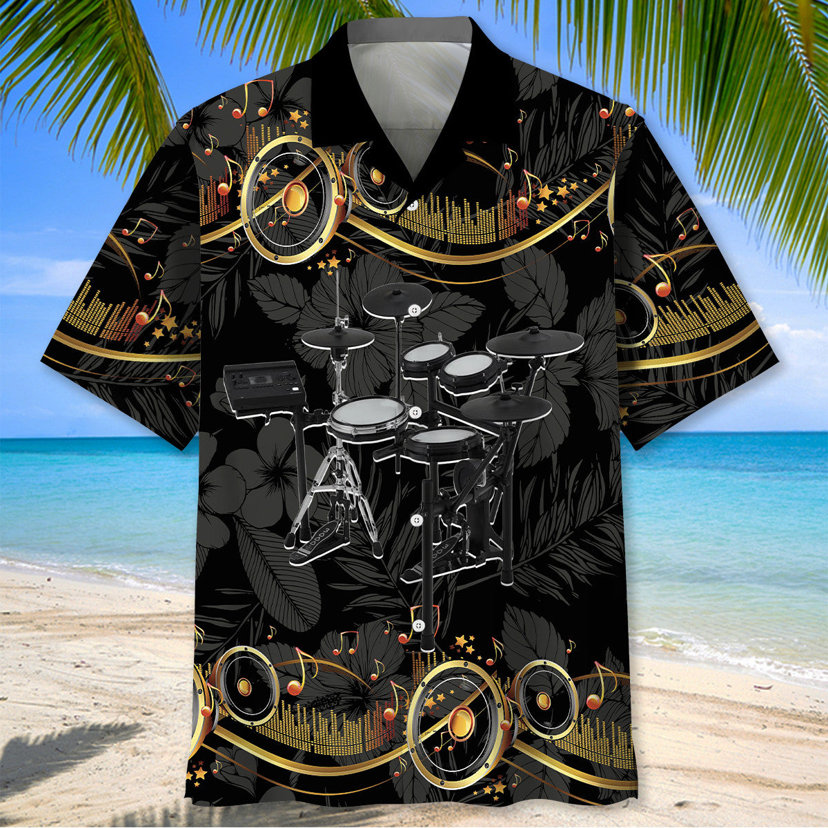 Electronic Drum Set Black Music Hawaiian Shirt