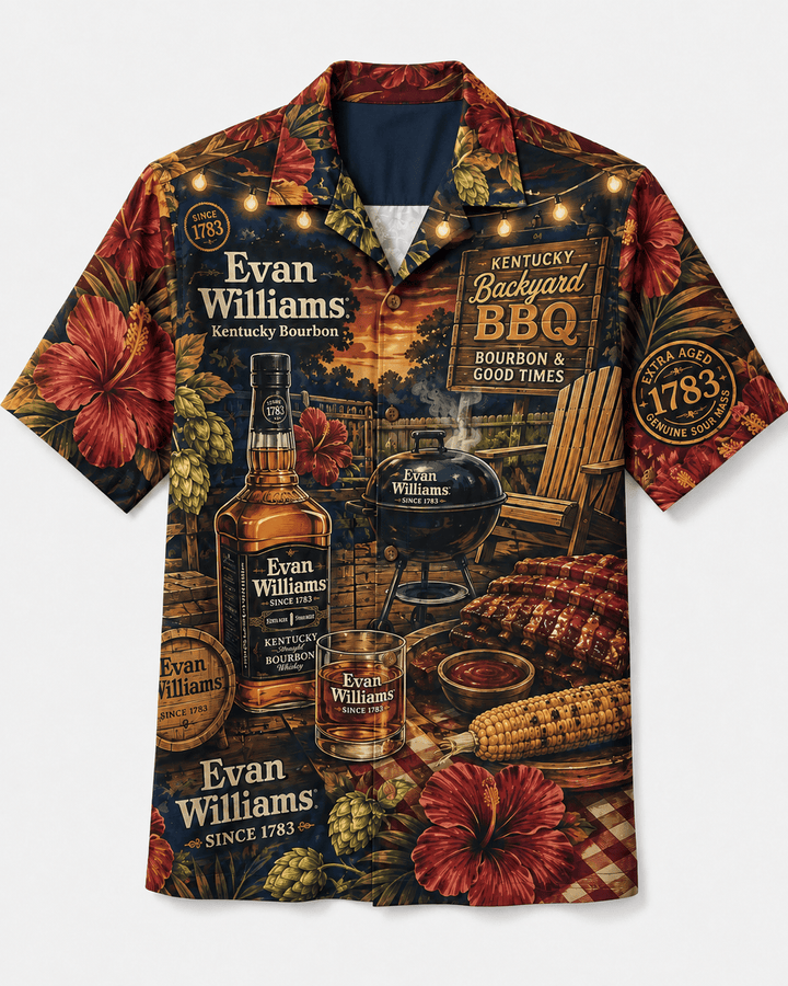 Evan Williams Kentucky Backyard BBQ Bourbon Hawaiian Shirt