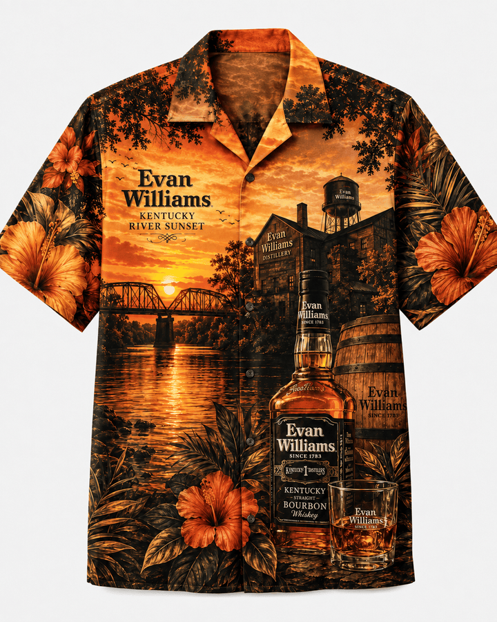 Evan Williams Kentucky River Sunset Hawaiian Shirt
