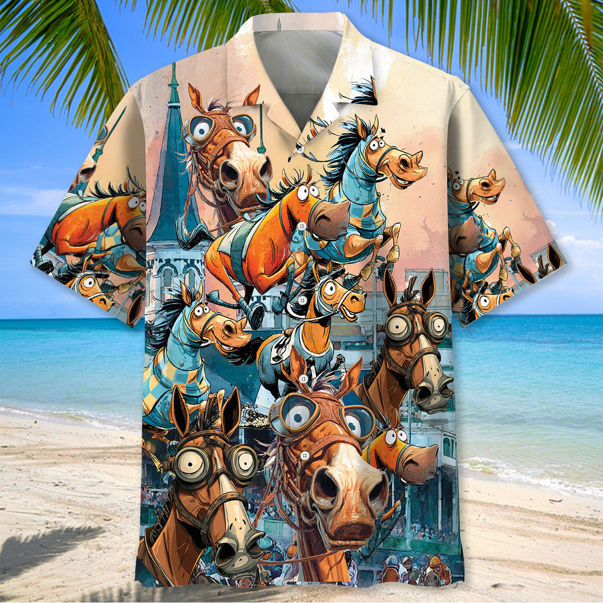 Festive Horse Racing Hawaiian Shirt