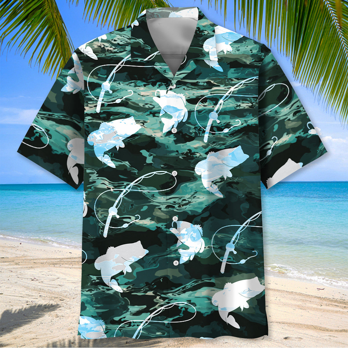 Fishing Bass Fish Camouflage Hawaiian Shirt