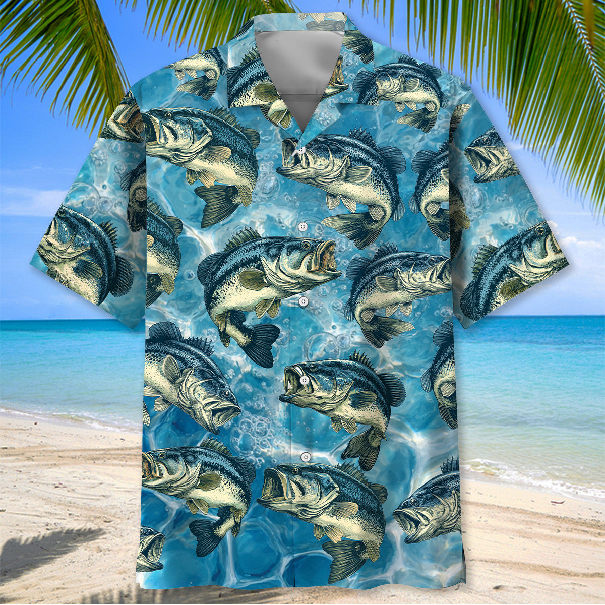 Fishing Bass Fish Largemouth Blue Hawaiian Shirt