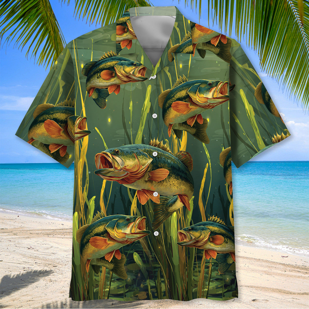Fishing Bass Fish Largemouth Green Hawaiian Shirt