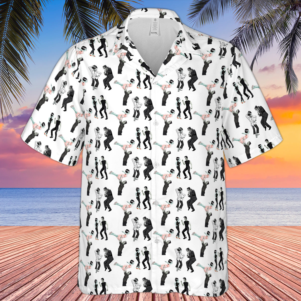 Frankenstein And Bride Dance Movies Dance Scene Mashup Hawaiian Shirt