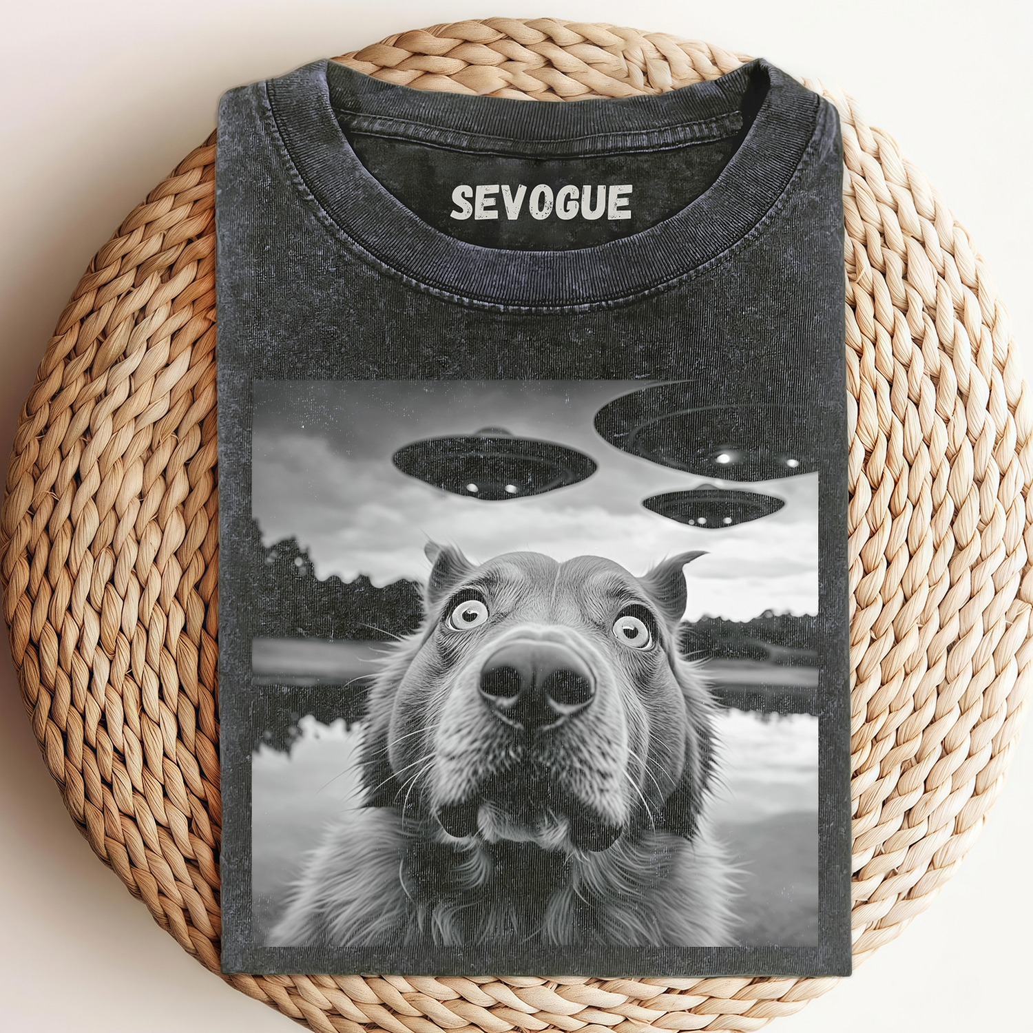 Funny Animal Selfie With Ufo Art Acid Wash Unisex Tee, Sweatshirt & Hoodie