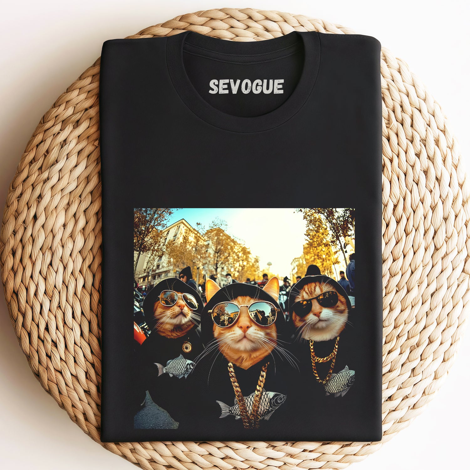 Funny Hip-Hop Borther Cat Unisex Tee, Sweatshirt & Hoodi