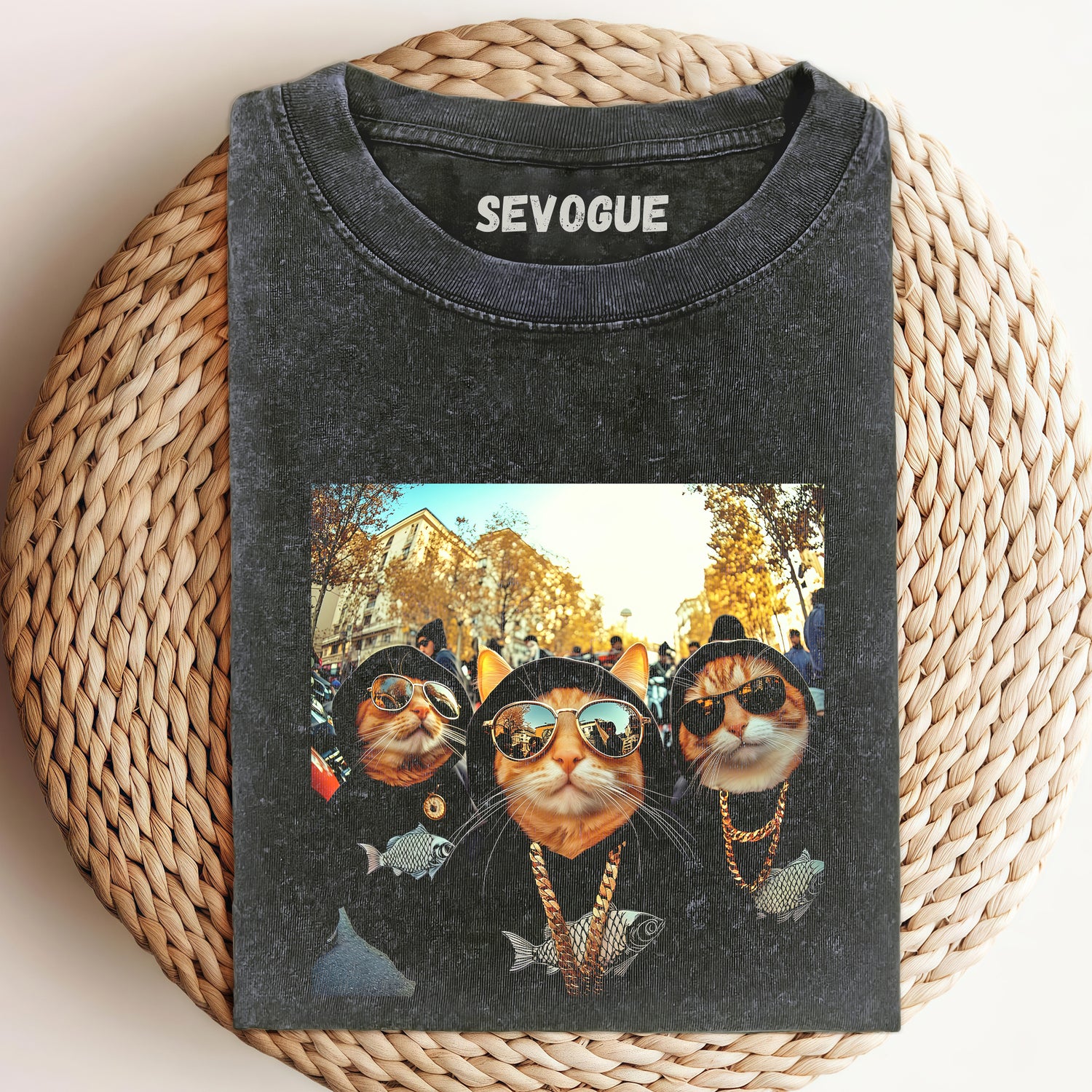 Funny Hip-Hop Borther Cat Unisex Tee, Sweatshirt & Hoodi