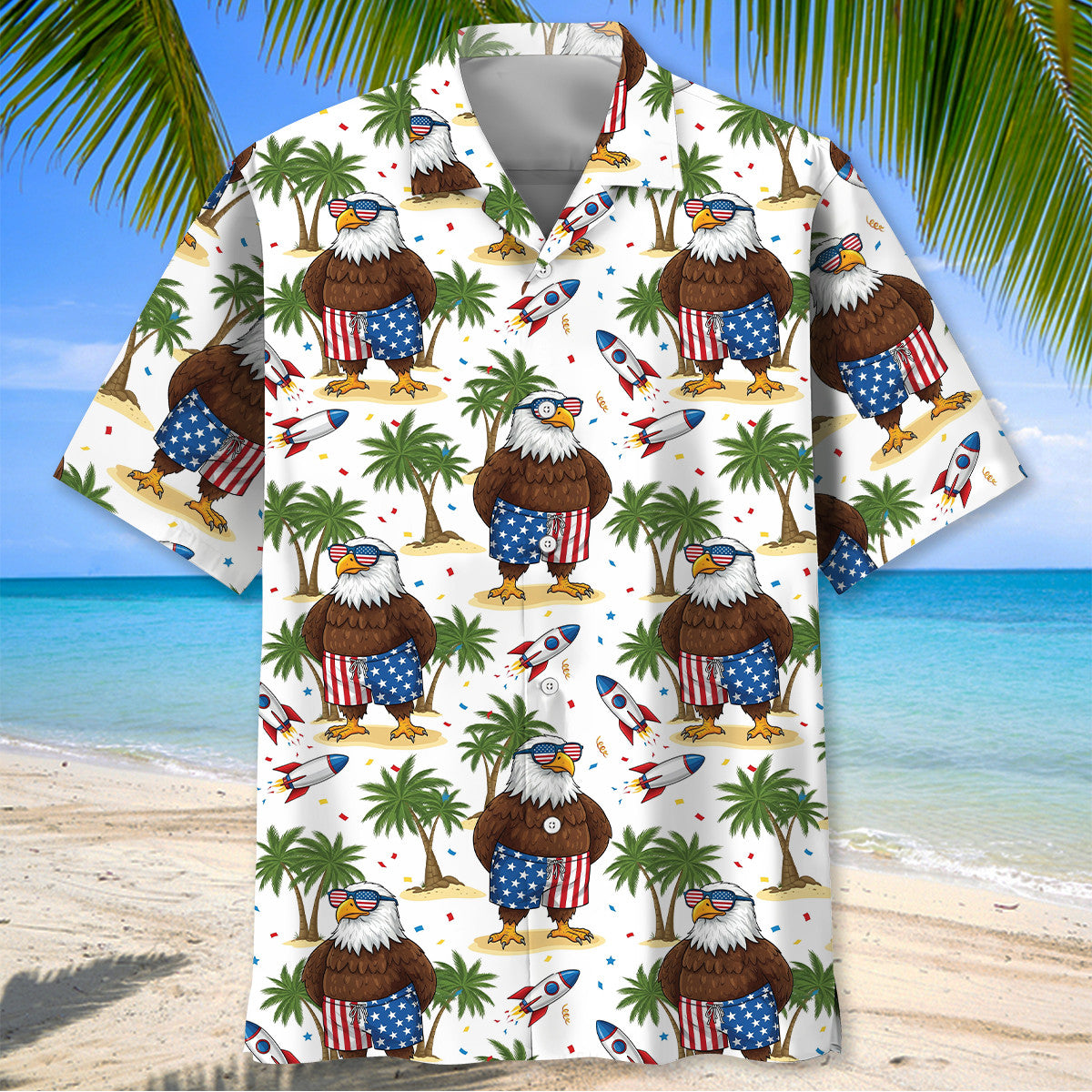 Funny Eagle Proud Of America Beach Hawaiian Shirt