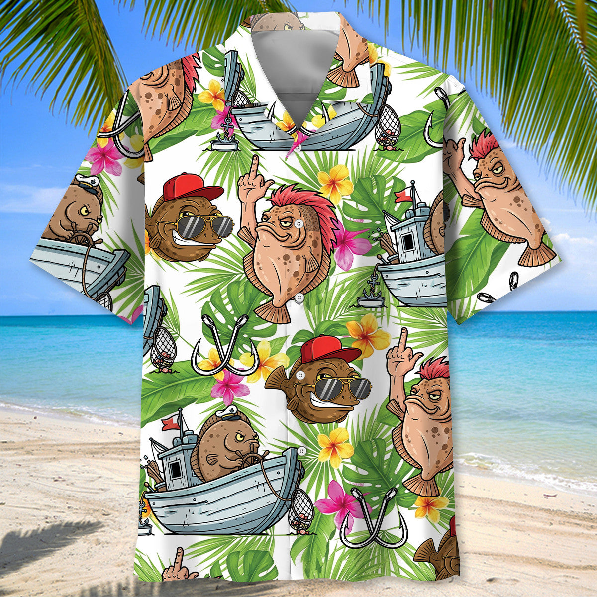 Funny Flounder Fishes Hawaiian Shirt