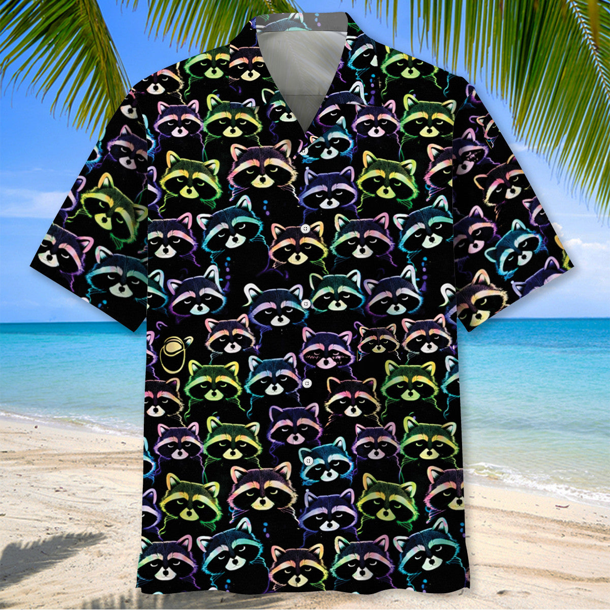 Funny Neon Raccoon Hawaiian Shirt