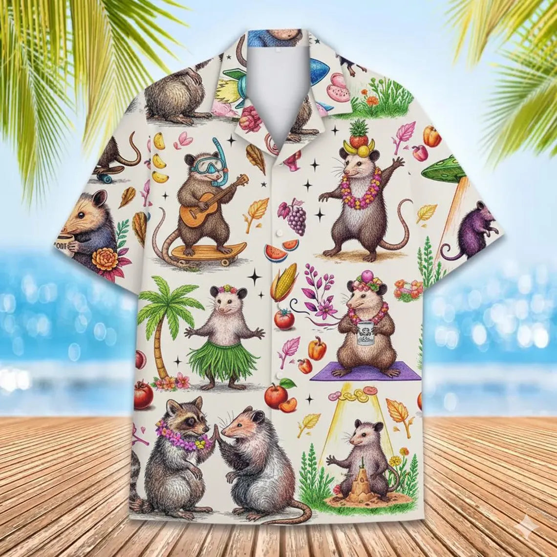 Funny Opossum Hawaiian Shirt Edition 001