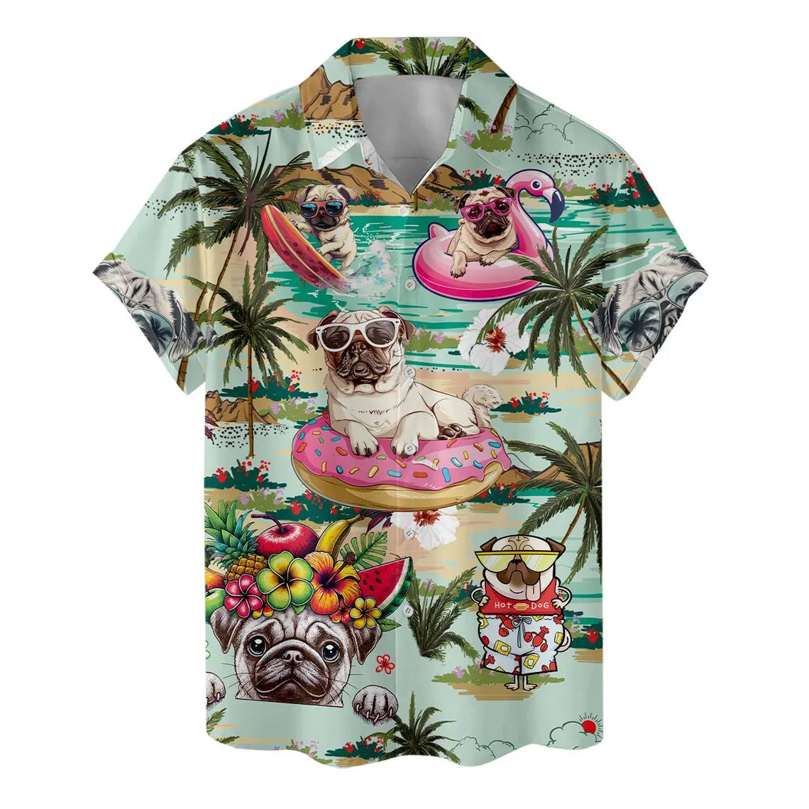 Funny Pug Hawaiian Shirt