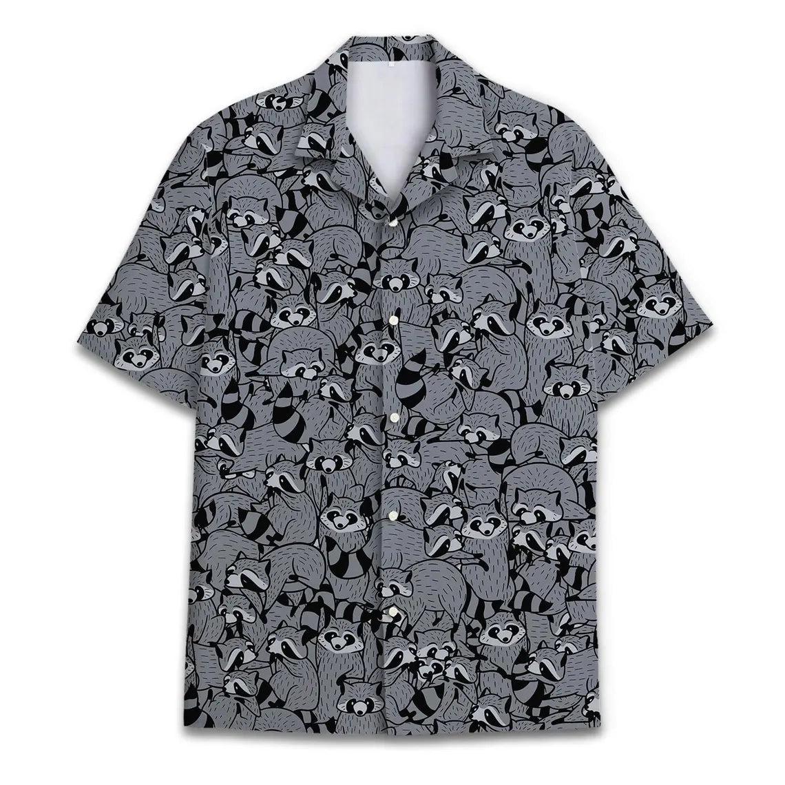 Funny Raccoon Hawaiian Shirt, Tropical Button Down, Summer Beach Shirt