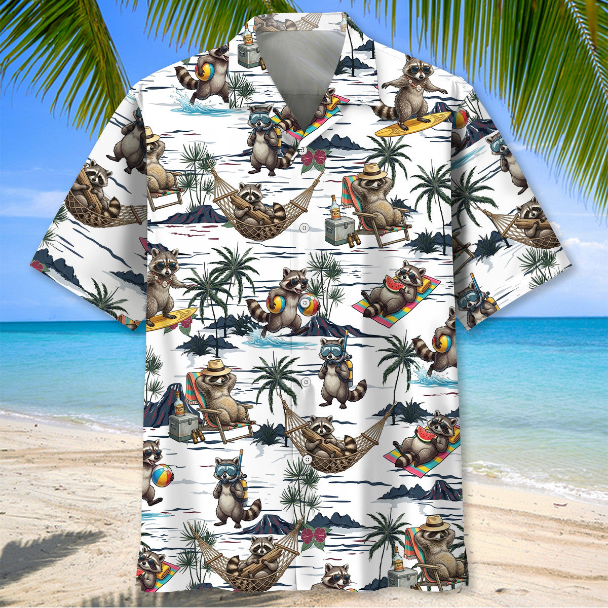 Funny Raccoon On Vacation Hawaiian Shirt