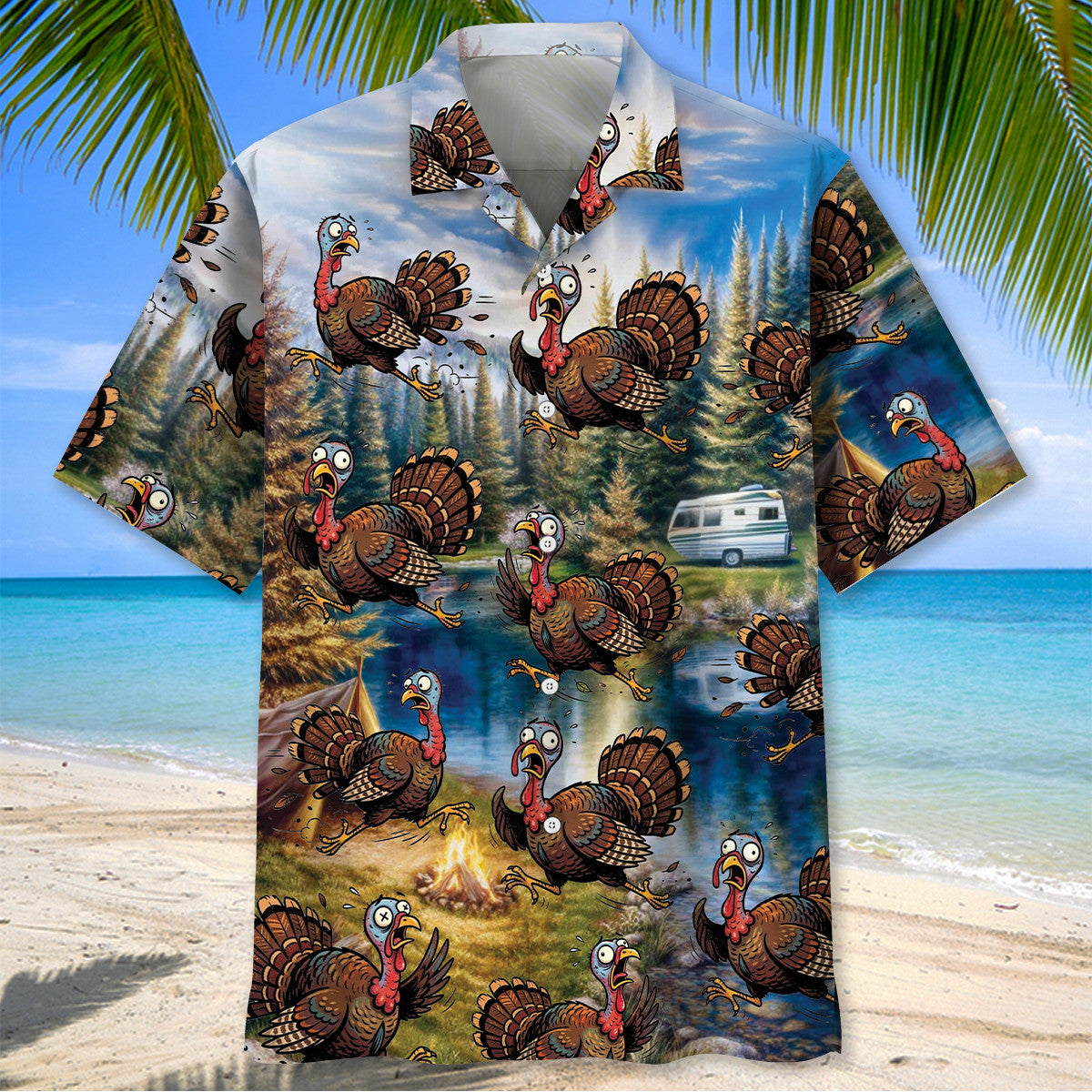 Funny Wild Turkey Hunting Running Vintage Hawaiian Shirt