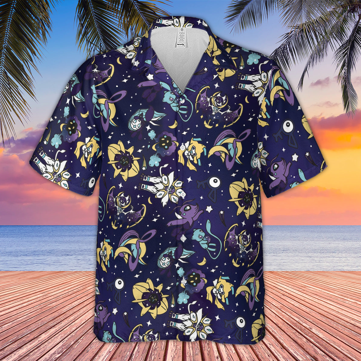 Galaxy Mew Psychic Type Pokemon Hawaiian Shirt
