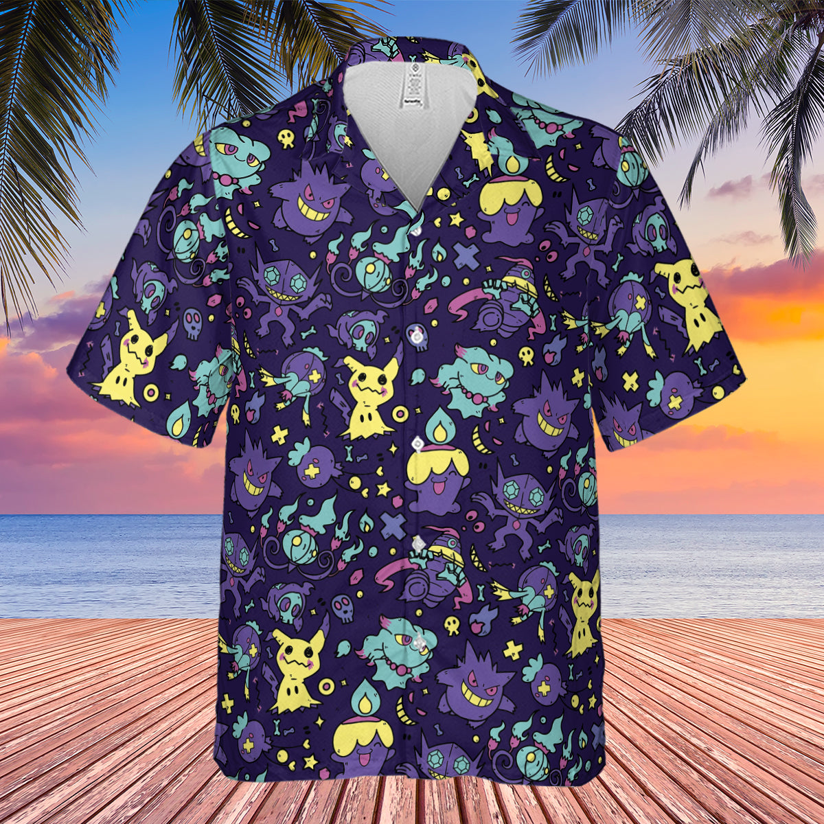 Gengar Ghost Pokemon Pattern Hawaiian Shirt