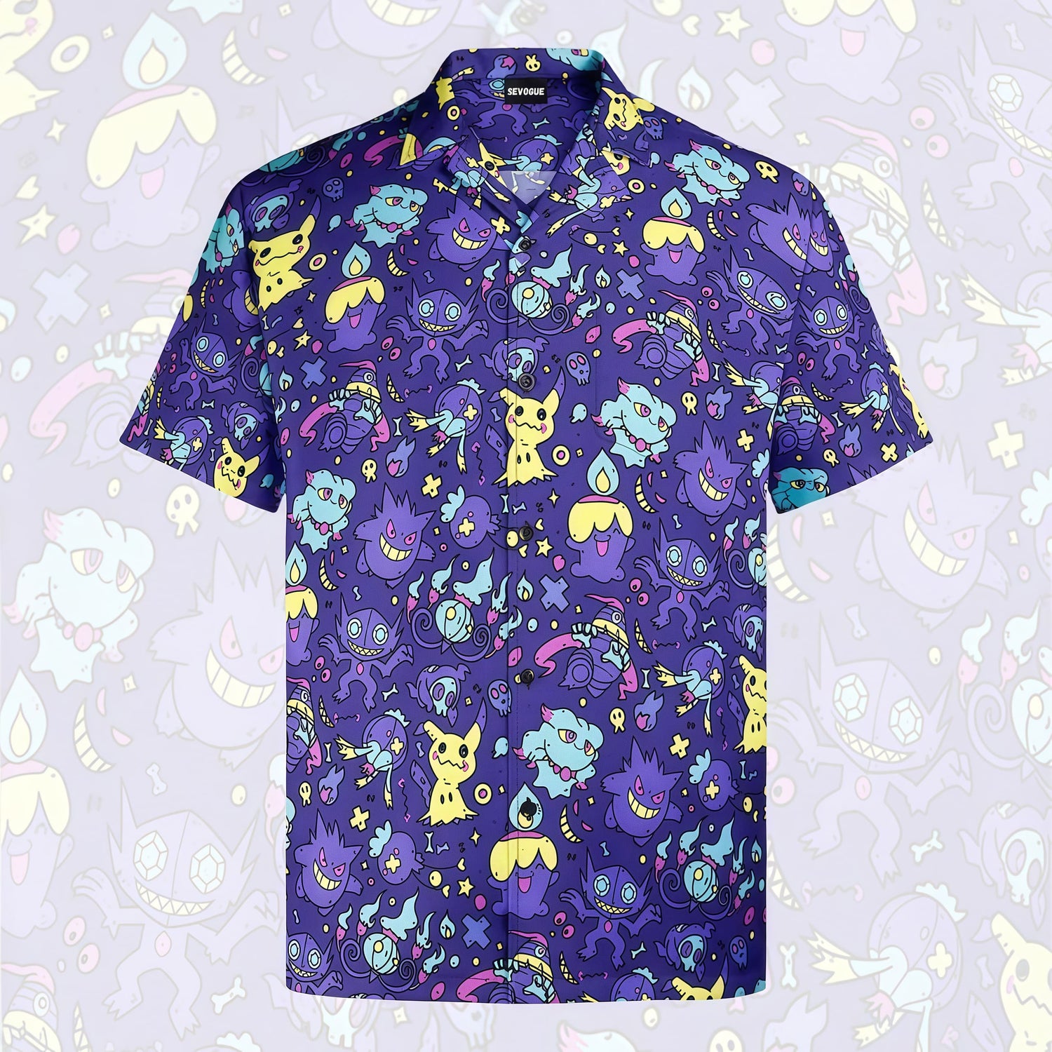 Gengar,Mimikyu and Litwick Unisex Hawaiian Shirt