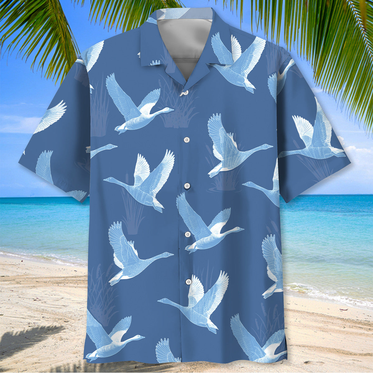 Goose Hunting Blue Hawaiian Shirt