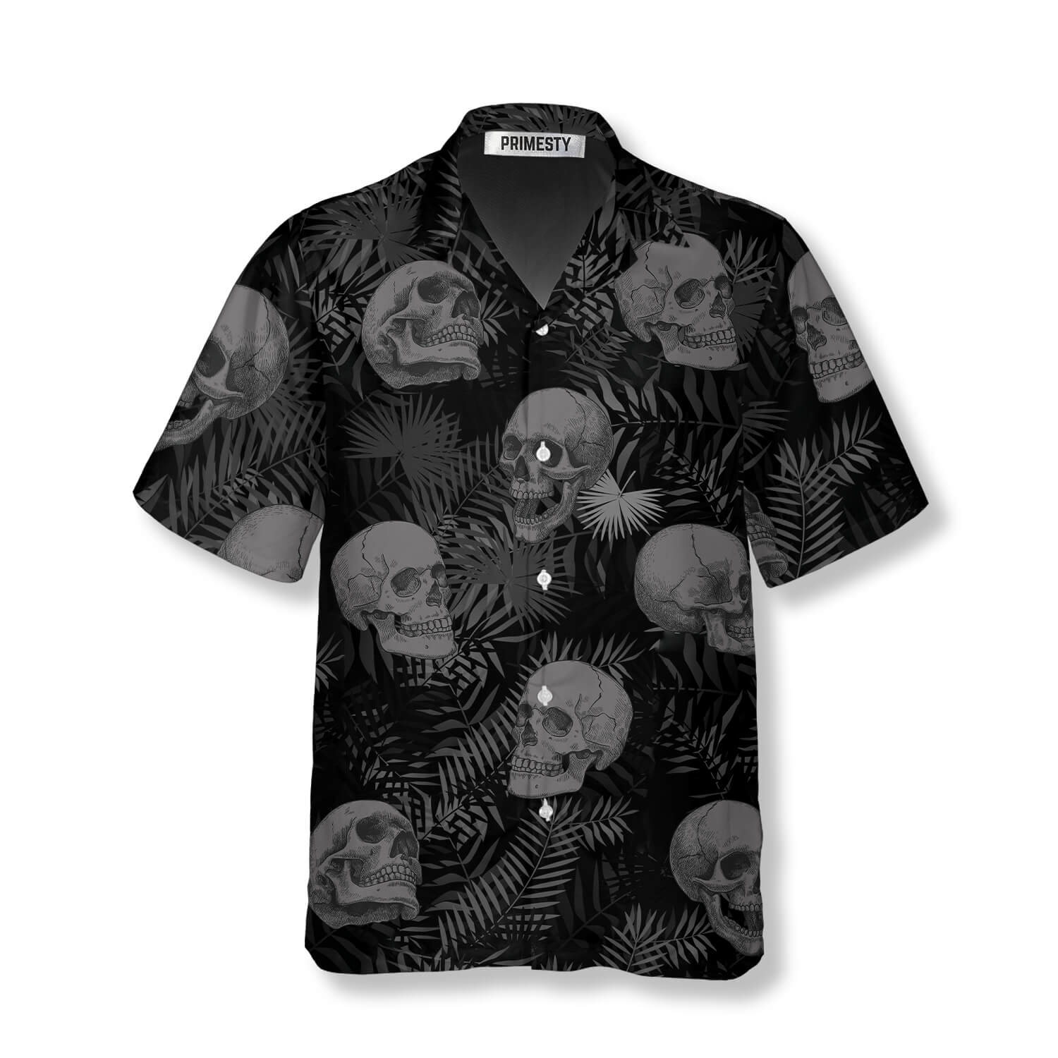 Goth Skull Leaves Skull Shirts for Men Skull Hawaiian Shirt