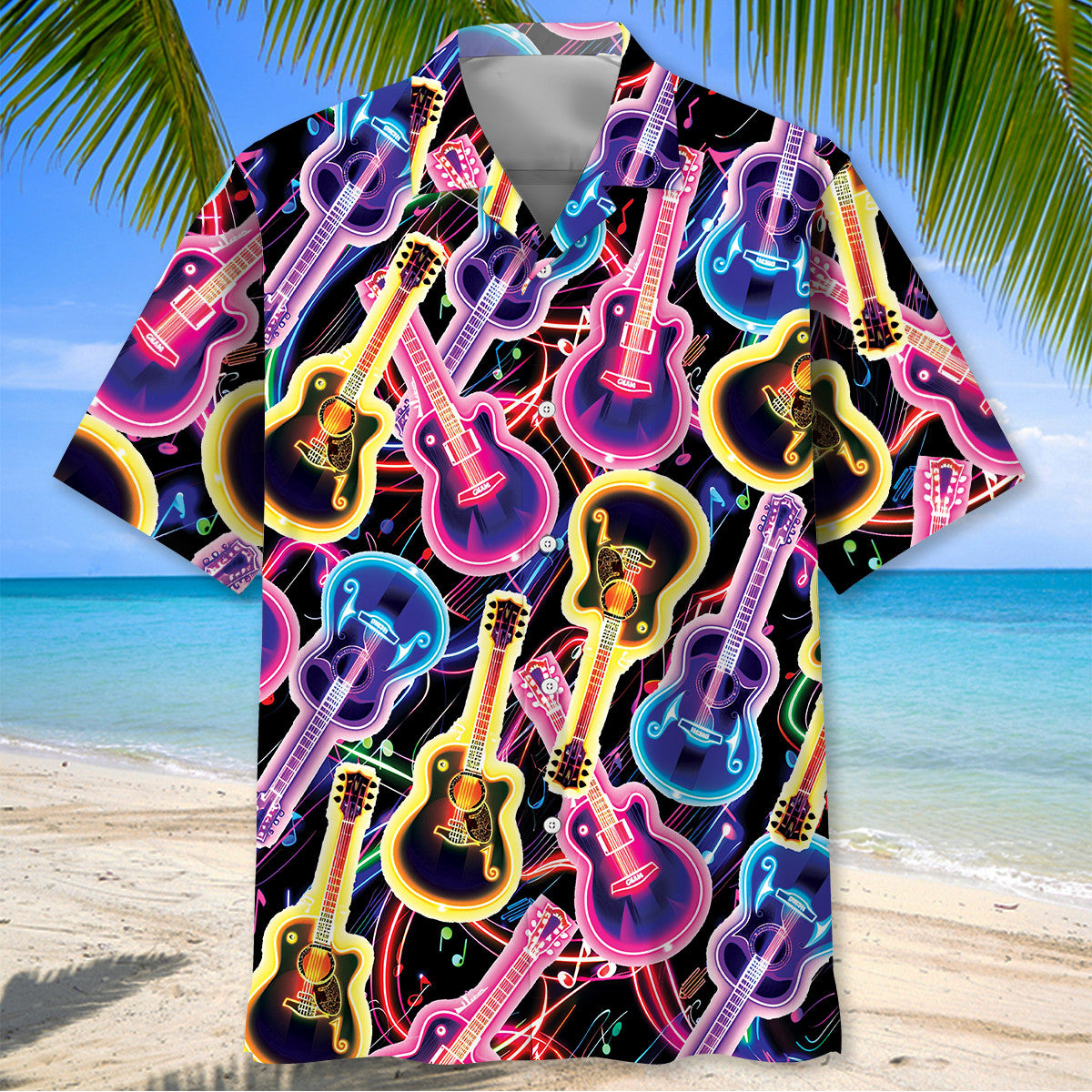 Guitar Neon Hawaiian Shirt