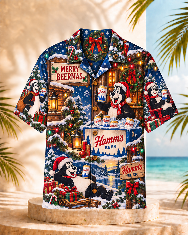 Hamm’s Beer Bear Santa Party Hawaiian Shirt