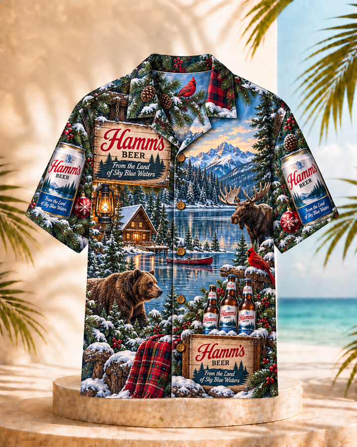 Hamm’s Beer Northwoods Christmas Hawaiian Shirt