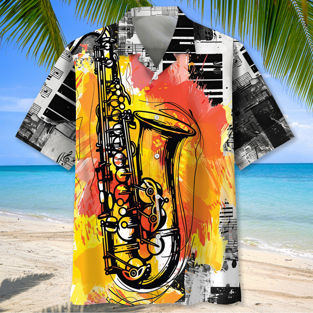 Hand Draw Saxophone Hawaiian Shirt