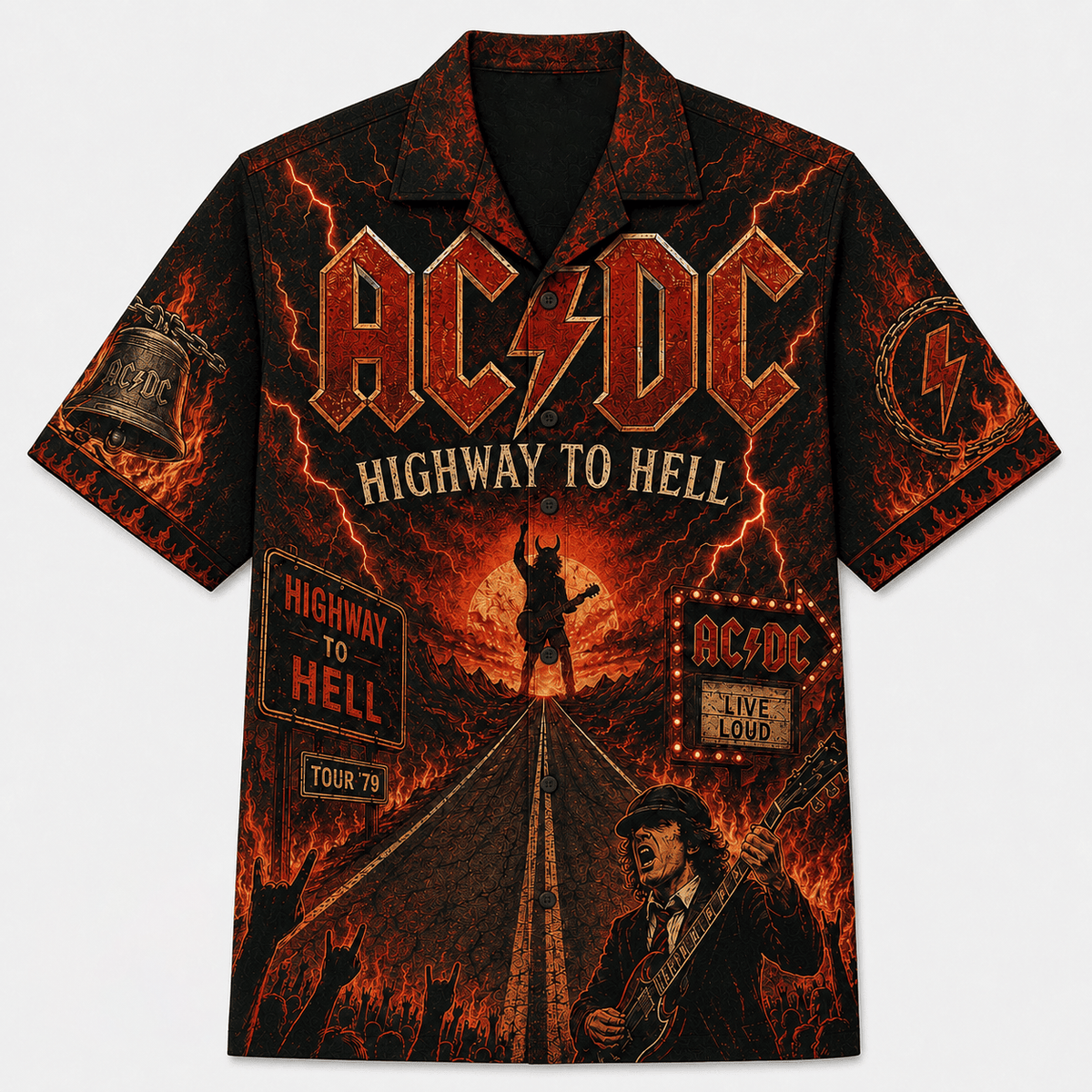 Highway To Hell Lightning Rock Hawaiian Shirt