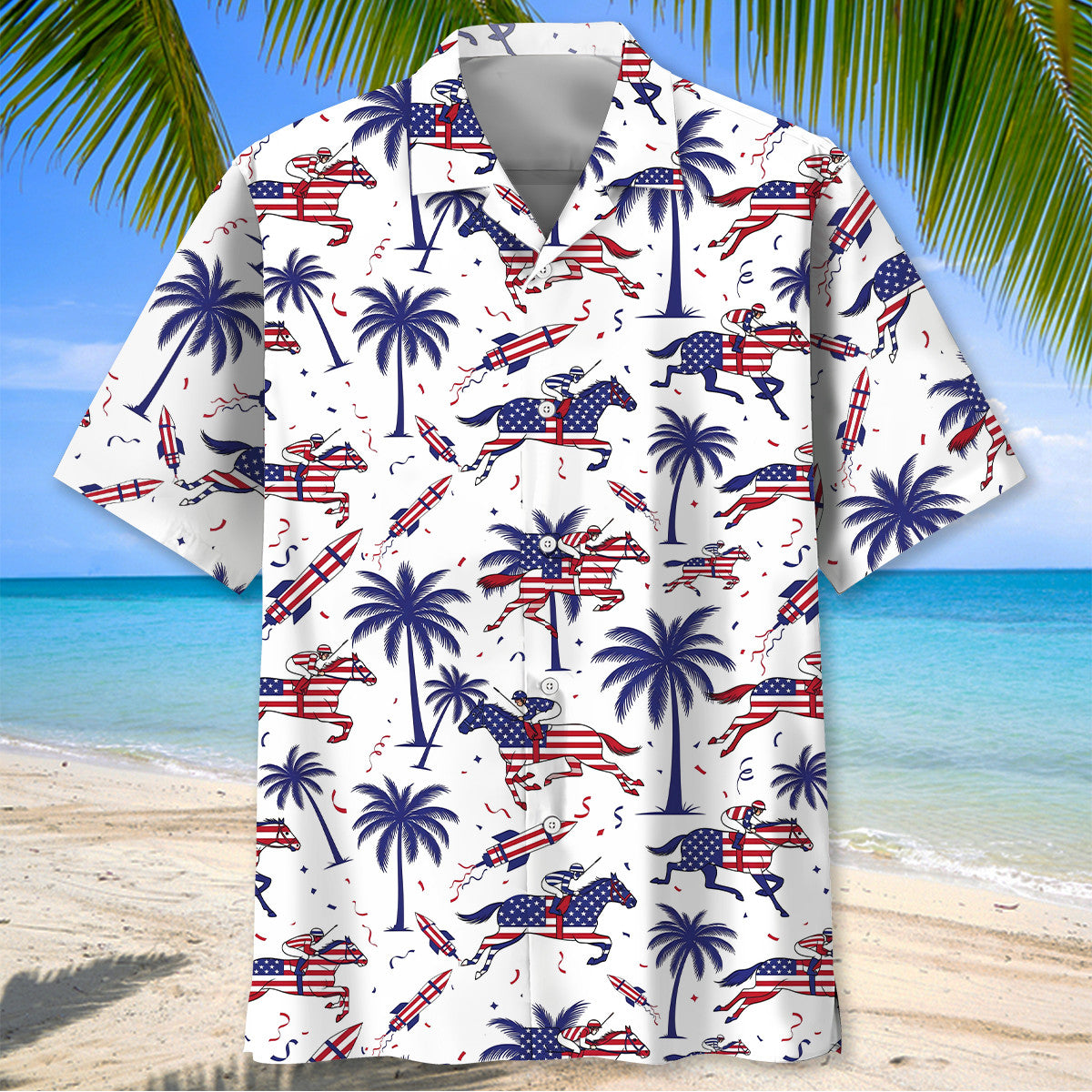 Horse Racing Proud Of America Hawaiian Shirt