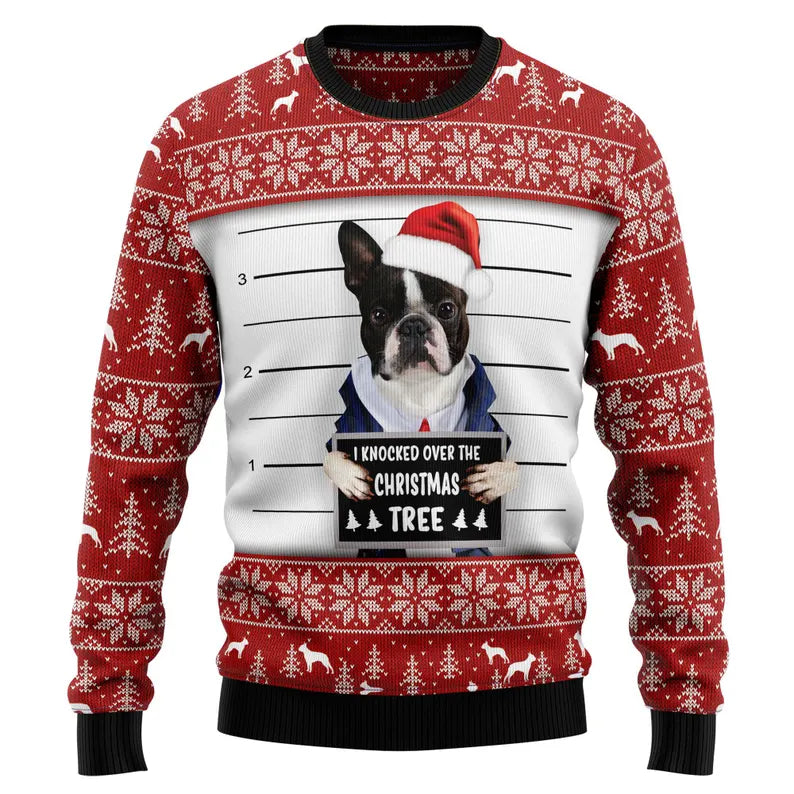 I Knocked Over the Christmas Tree Dog Ugly Sweater