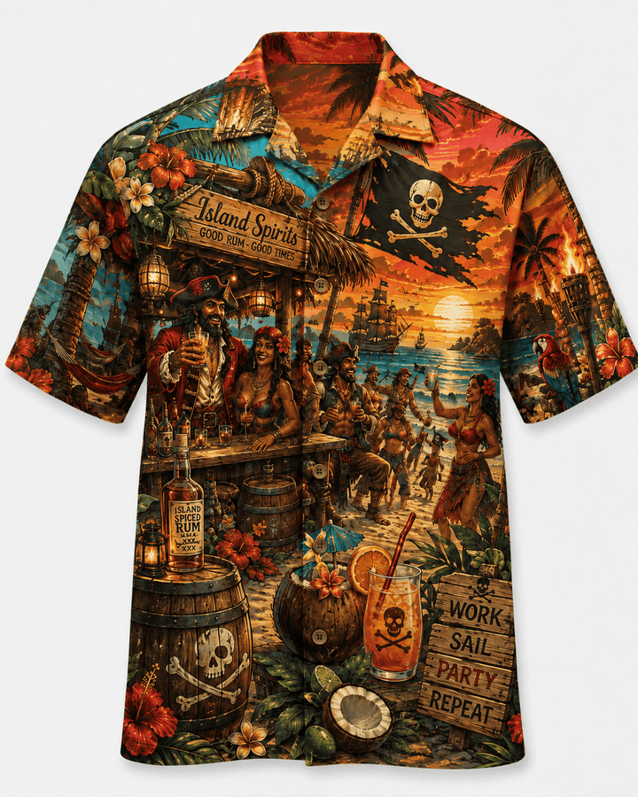 Island Spiced Rum Pirate Party Hawaiian Shirt