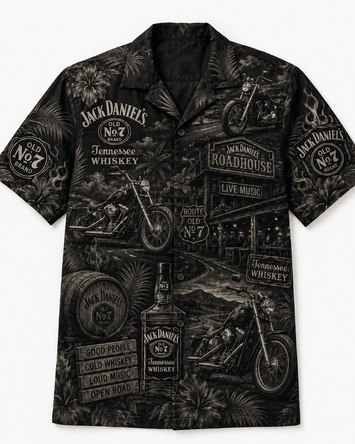 Jack Daniel’s Roadhouse Motorcycle Hawaiian Shirt