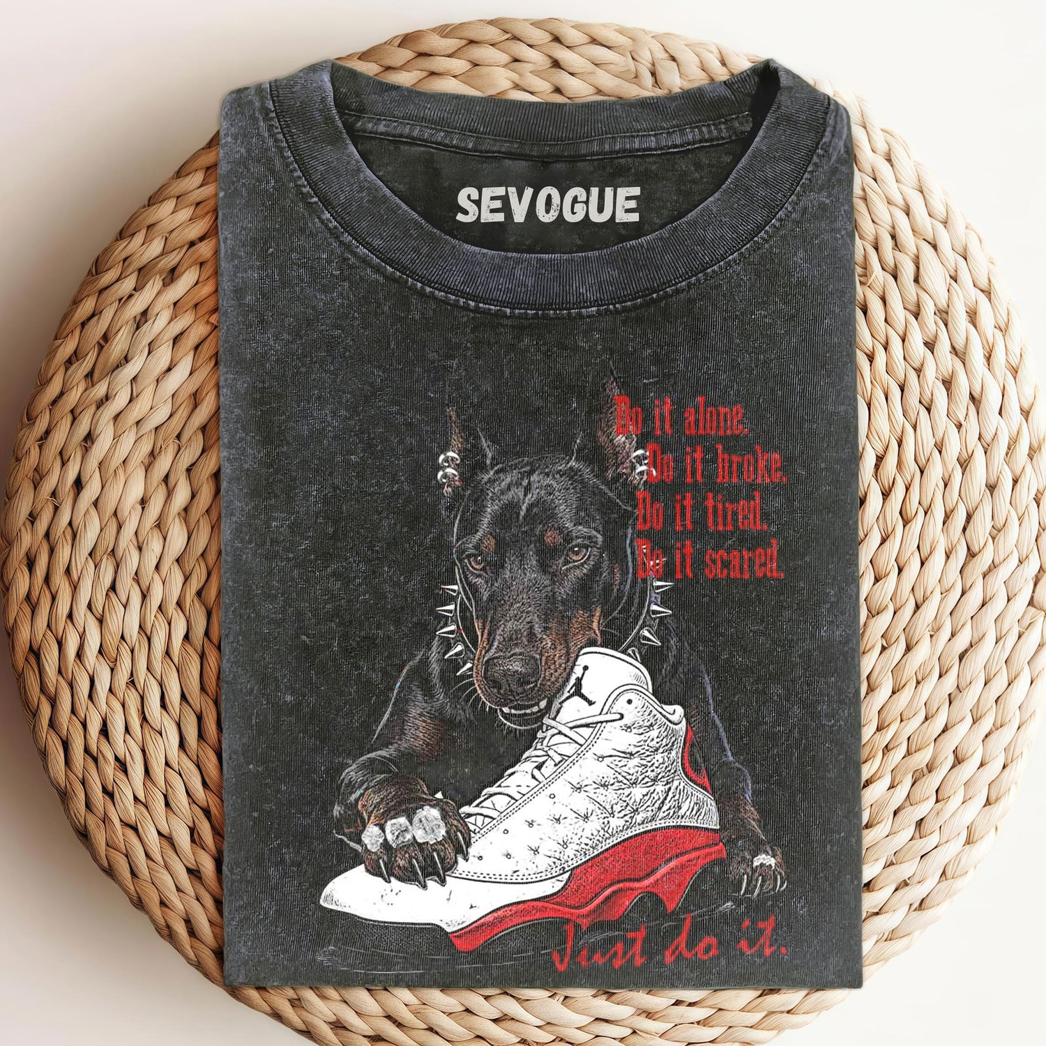 Just Do It Doberman Sneaker Unisex Tee, Tank Top, Layered LS, Sweatshirt & Hoodie