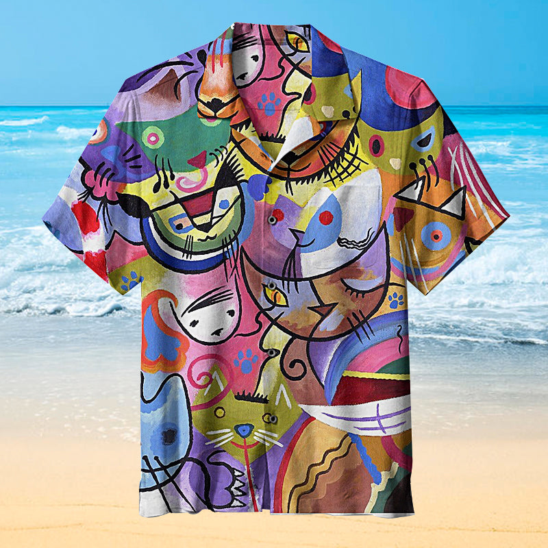 Kandinsky's Cats Canvas Print Universal Hawaiian Shirt