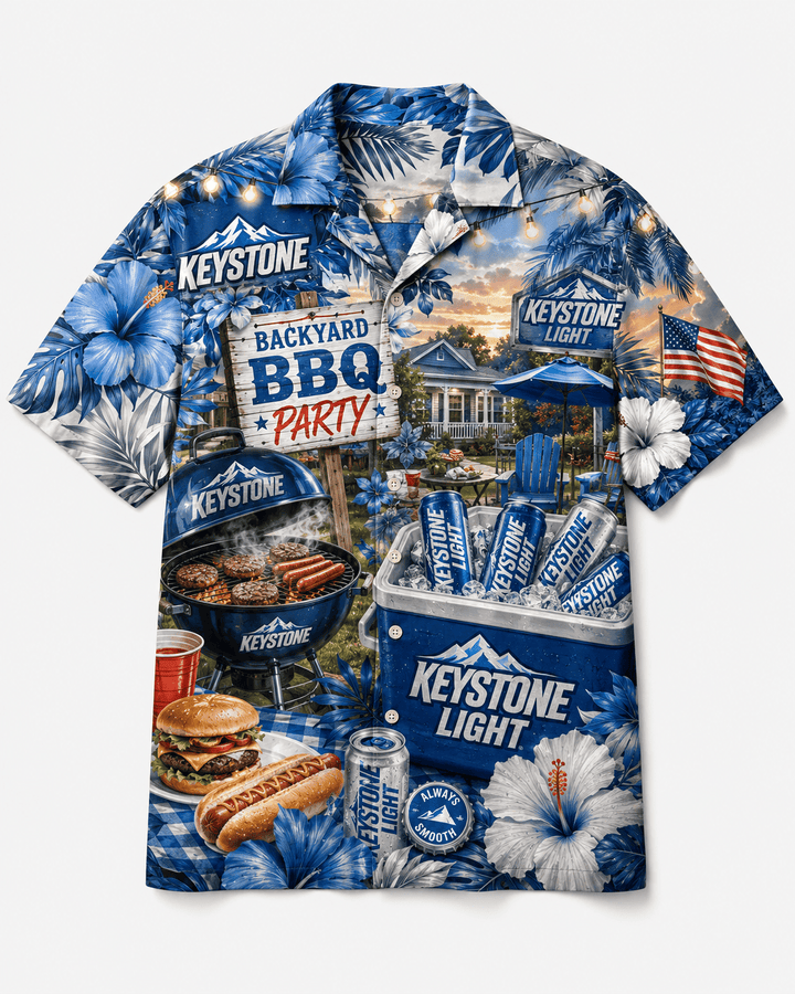 Keystone Light Backyard BBQ Hawaiian Shirt