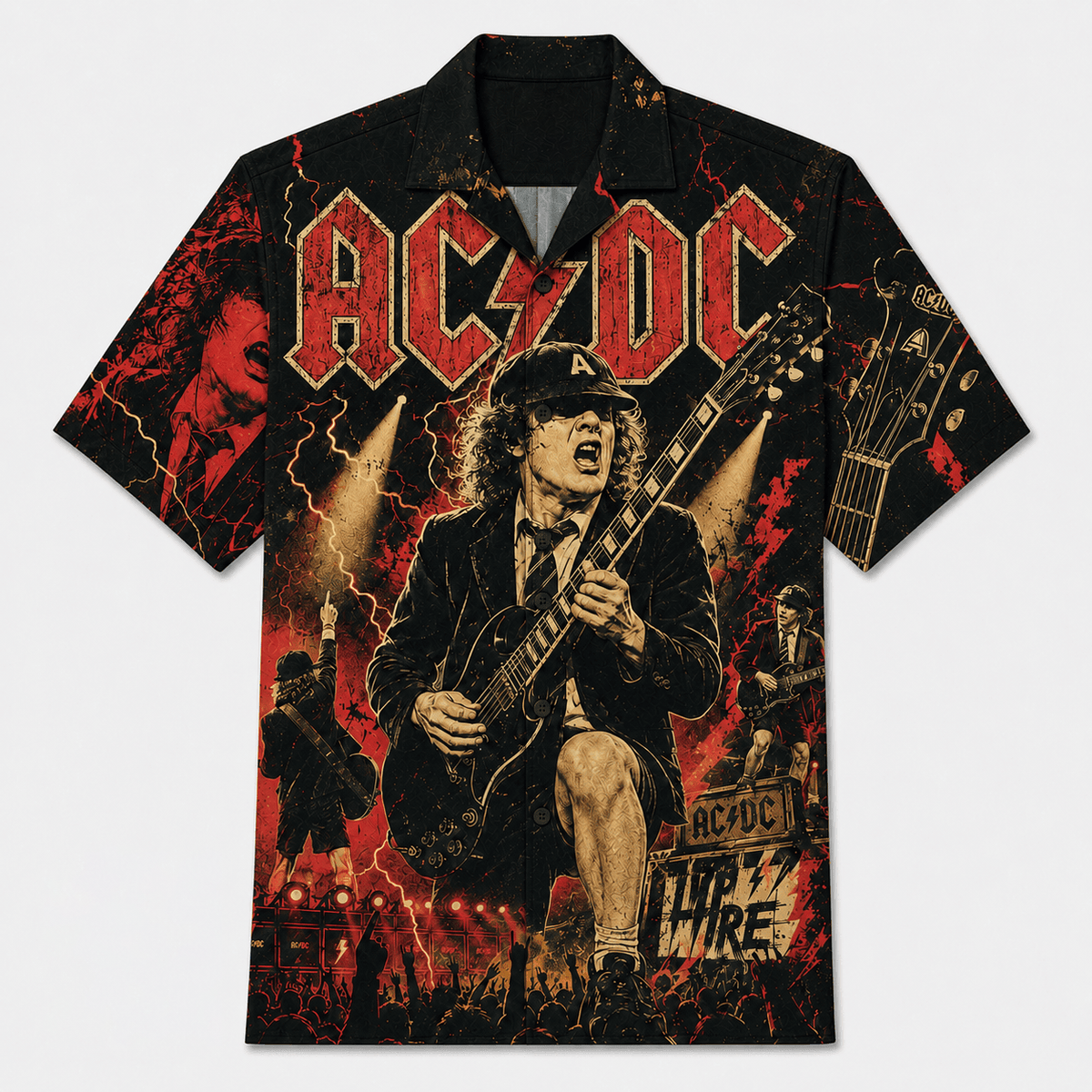 Live Wire Guitar Rock Hawaiian Shirt