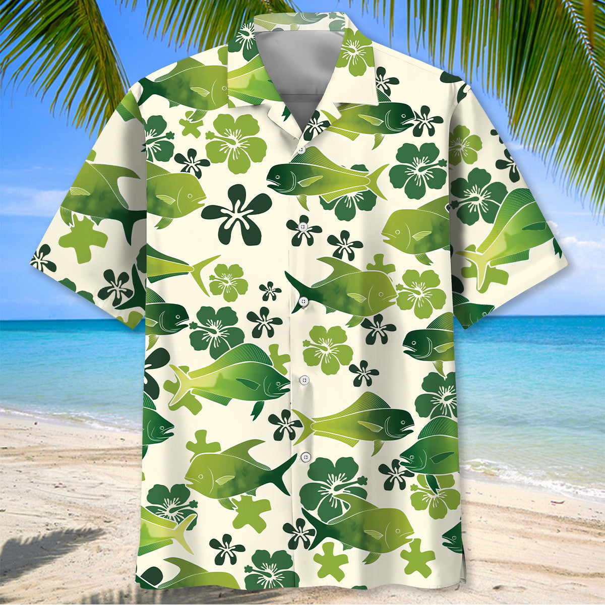 Mahi-Mahi Hibiscus Hawaiian Shirt