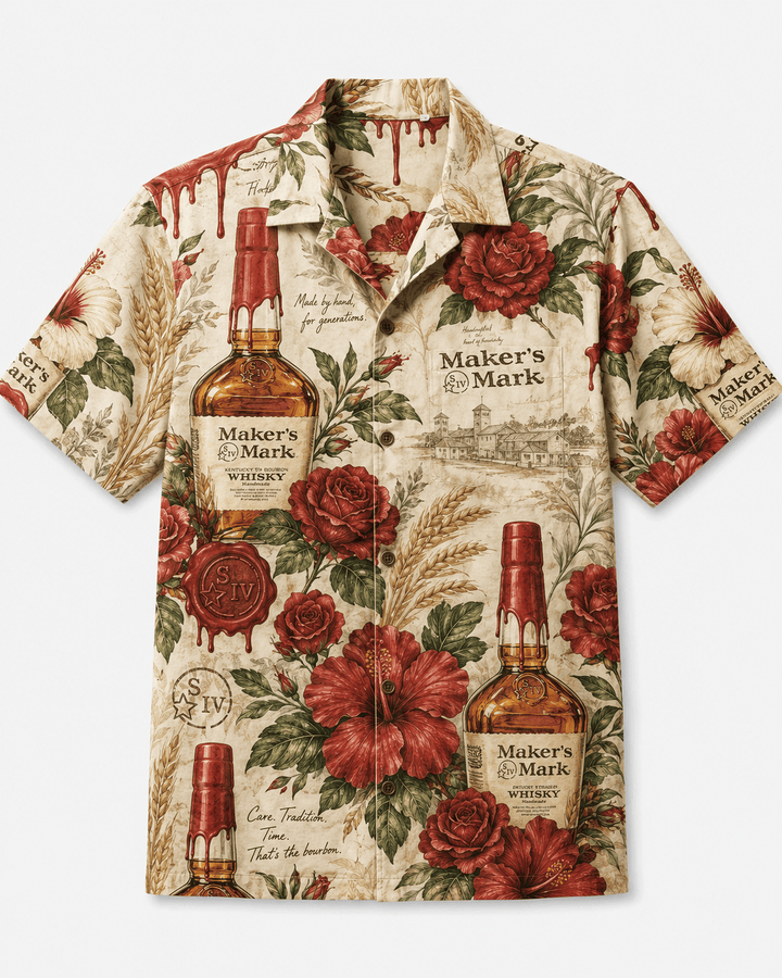 Maker’s Mark Red Rose Bourbon Hawaiian Shirt