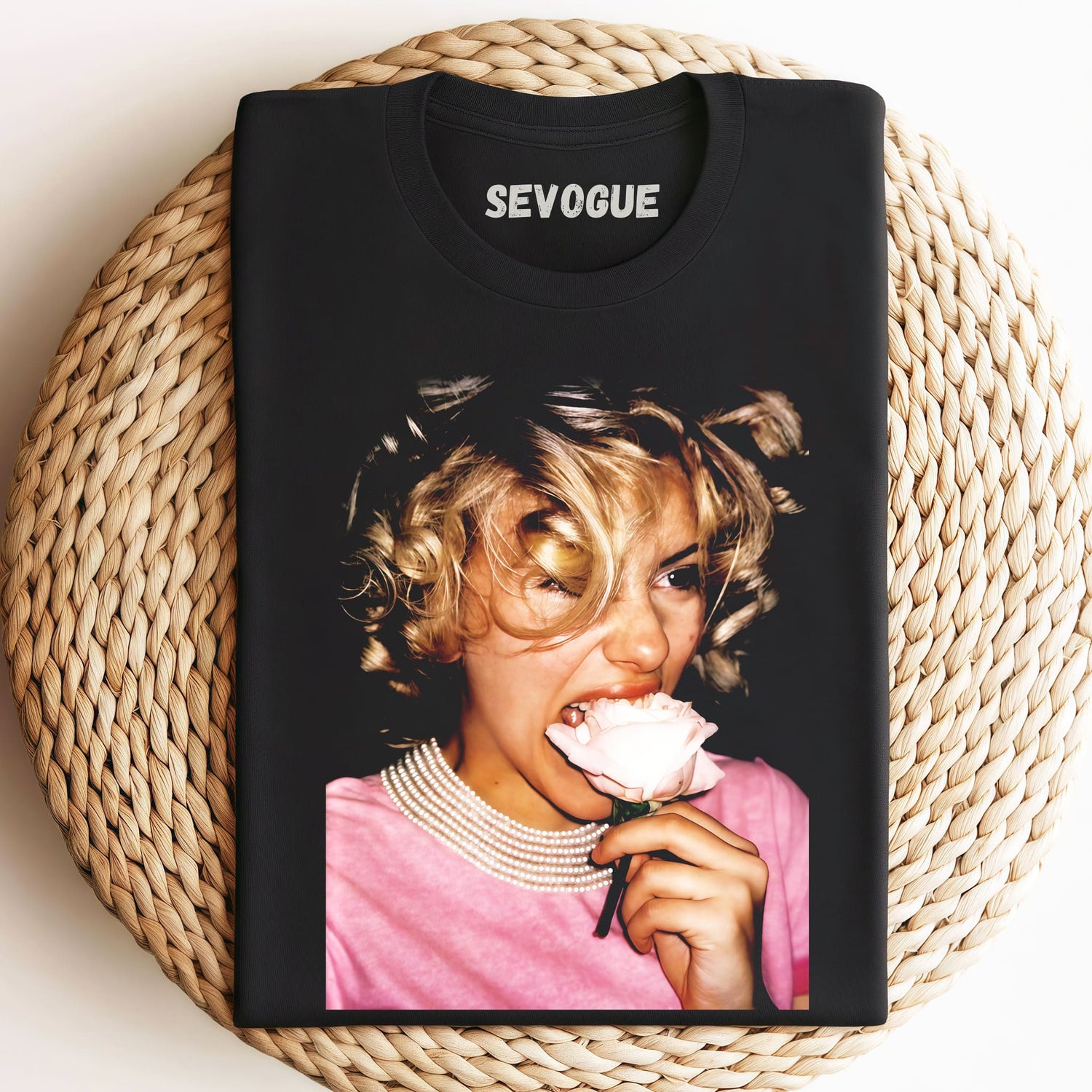 Marilyn Monroe Biting Flowers Unisex Tee, Sweatshirt & Hoodie