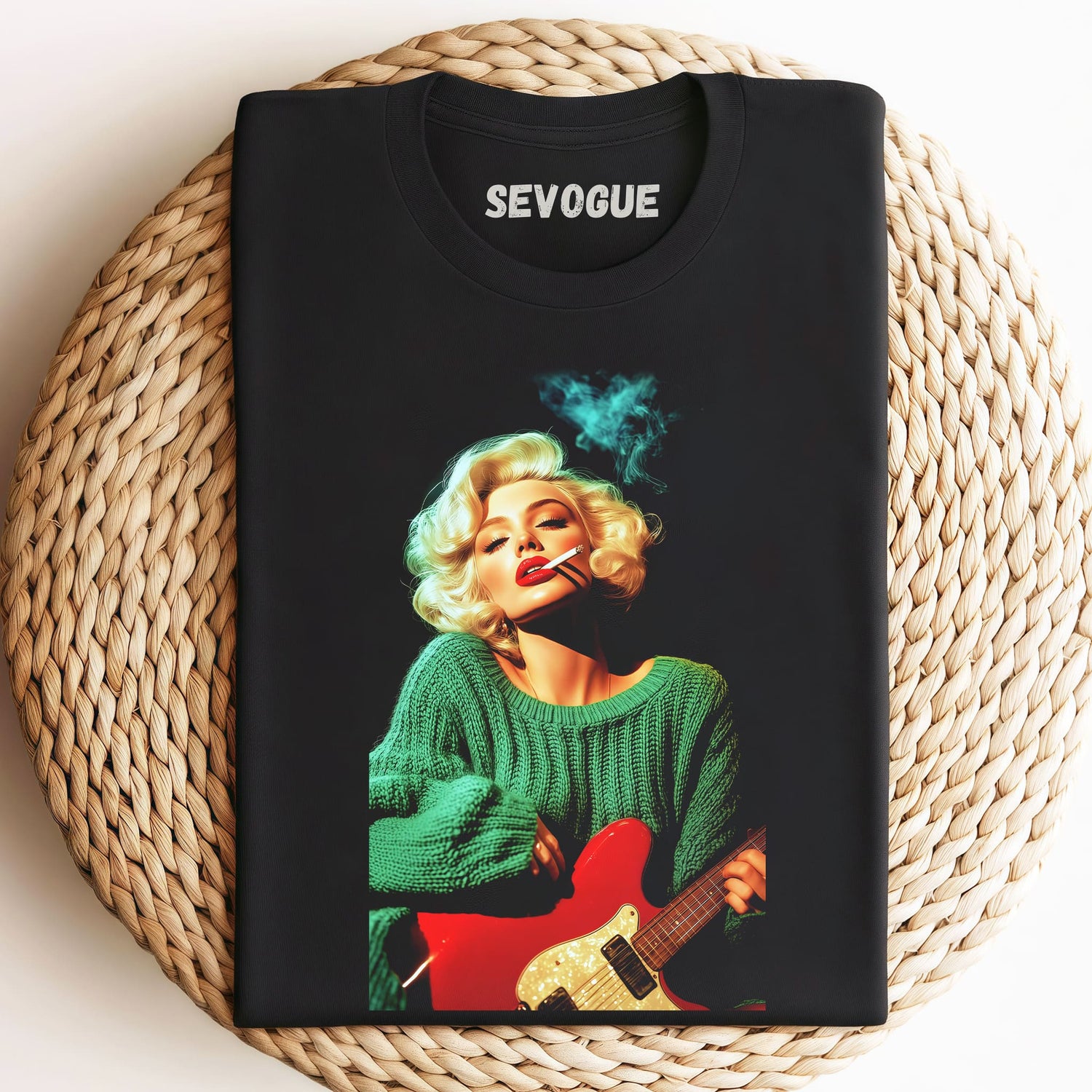 Marilyn Monroe Smokes And Plays Bass Unisex Tee, Sweatshirt & Hoodie