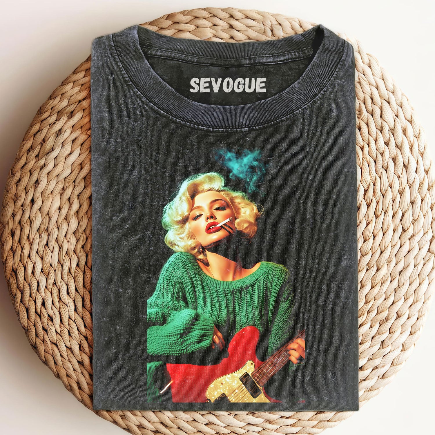 Marilyn Monroe Smokes And Plays Bass Unisex Tee, Sweatshirt & Hoodie