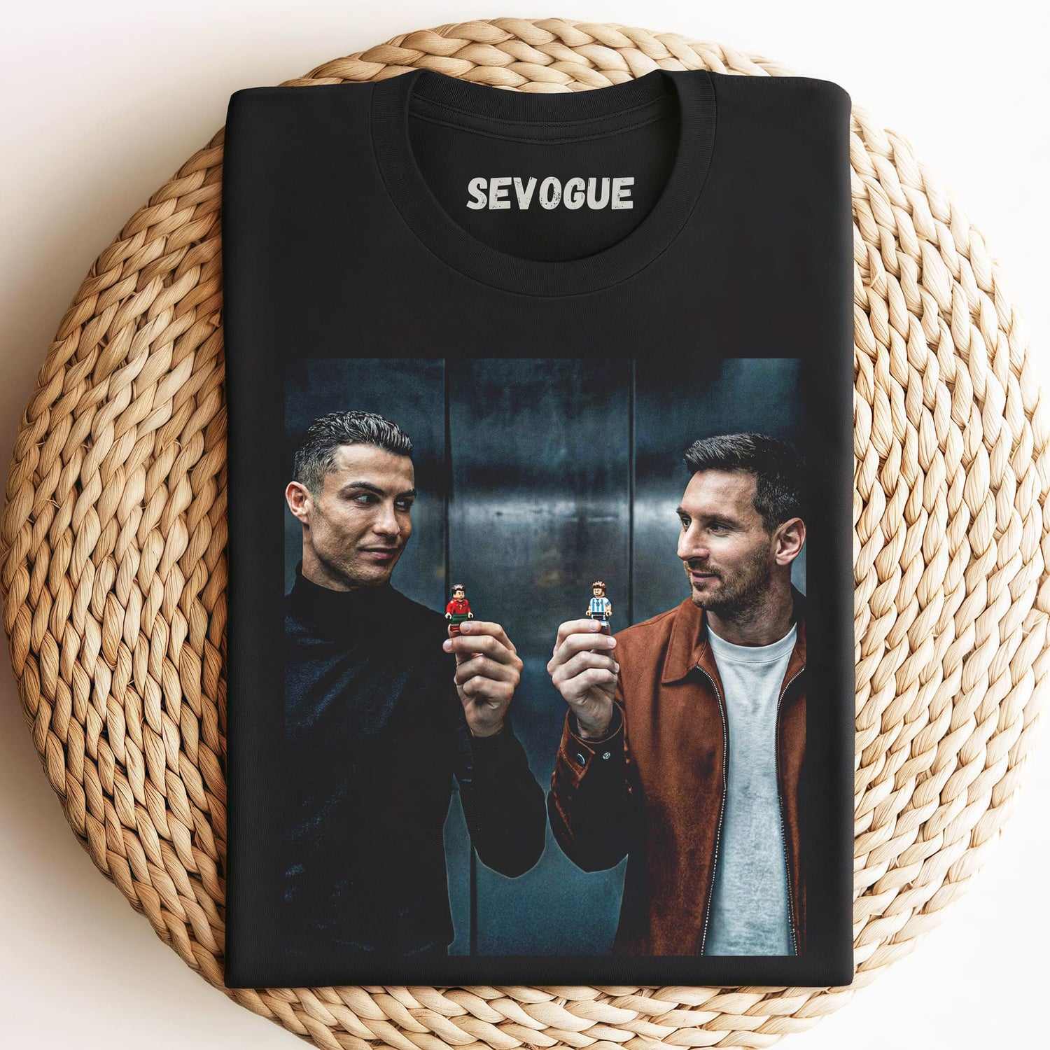 Messi Ronaldo Holding Minifigures Unisex Tee, Tank Top, Layered LS, Sweatshirt & Hoodie