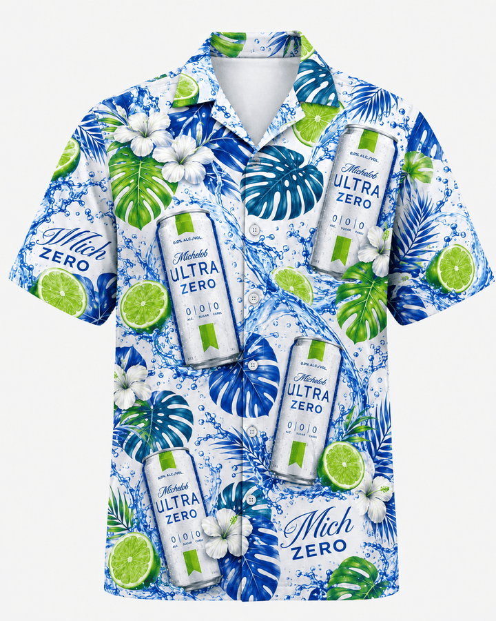 Mich Ultra Zero Tropical Lime Hawaiian Shirt