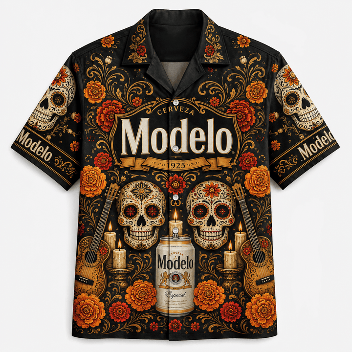 Modelo Día de los Muertos Hawaiian Shirt