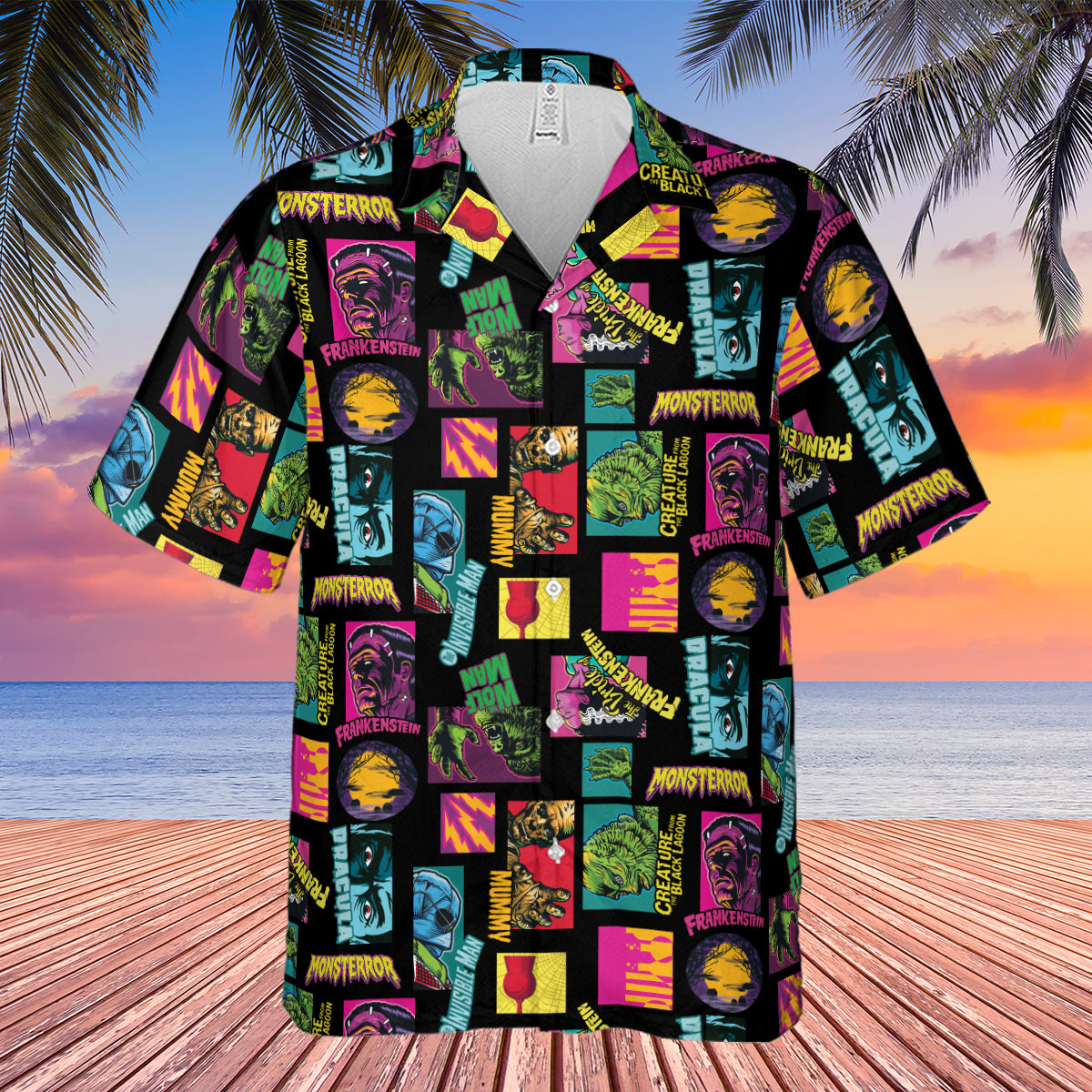 Monster Pop Movies Halloween Hawaiian Shirt